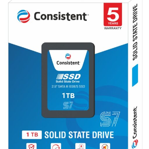 Consistent 2.5 1 TB SSD with SATA III Interface, 6Gb/s,Read/Write Speed Upto - 570/500 MB/s, 5 Years Warranty.