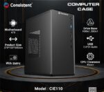 Consistent PC Case/SMPS (CIE110) Computer Case 4 Full Slots VGA Max 250mm Bold Design for Bold Performance.