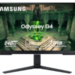 Samsung 27" (68.4cm) Odyssey G4 IPS Gaming Monitor|FHD 1920 x 1080|240Hz|1ms|400nits|SRGB 99%|Ports-HDMIx2,DP,Headphone|DP Cable|Height-Tilt-Pivot Adjustable Stand, Black (Preowned)