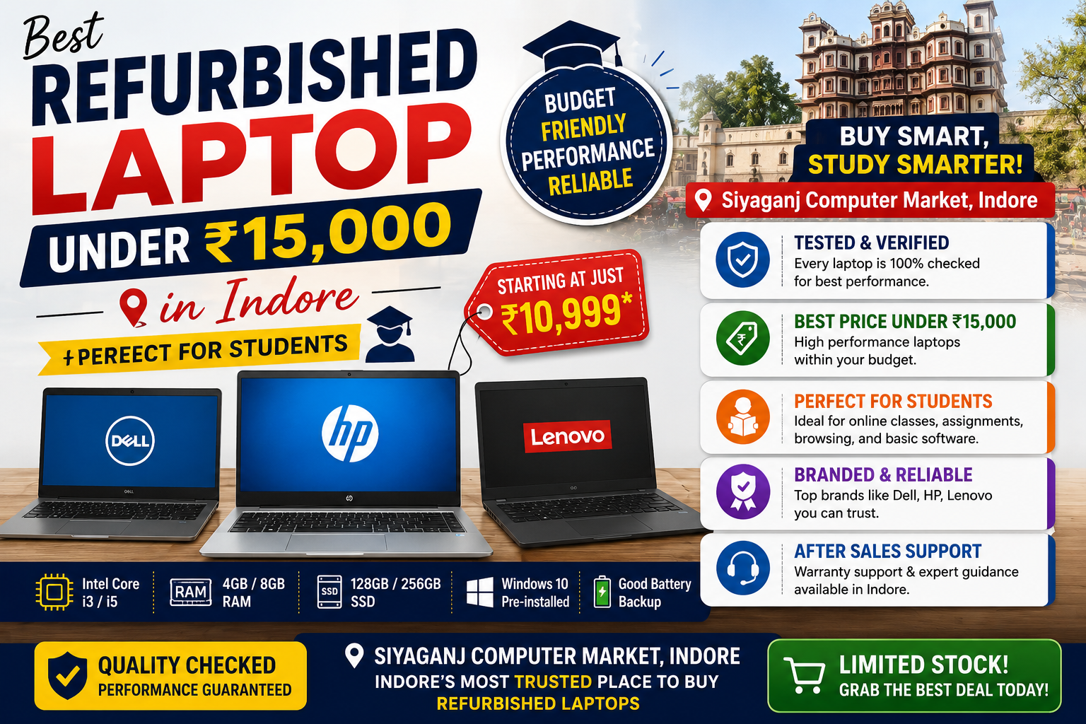 refurbished laptop under 15000 in Indore